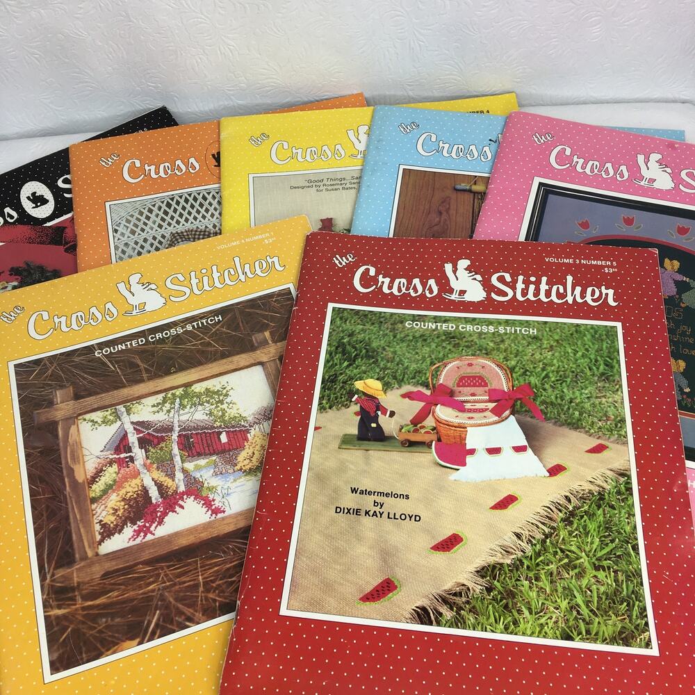 7 Vintage Back Issues of The Cross Stitcher Magazine 1986/1987